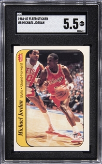 1986-87 Fleer Stickers #8 Michael Jordan Rookie Card - SGC EX+ 5.5